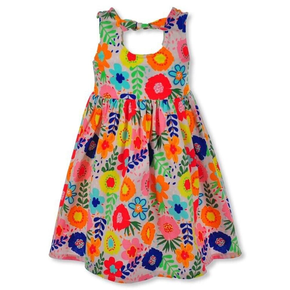 Bonnie Jean Girls Sz 4 Sun Dress Floral A-line Sleeveless Bright All Over Print